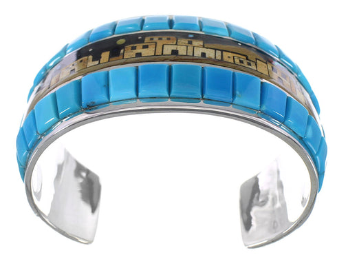 Silver Multicolor Native American Design Cuff Bracelet TX40435